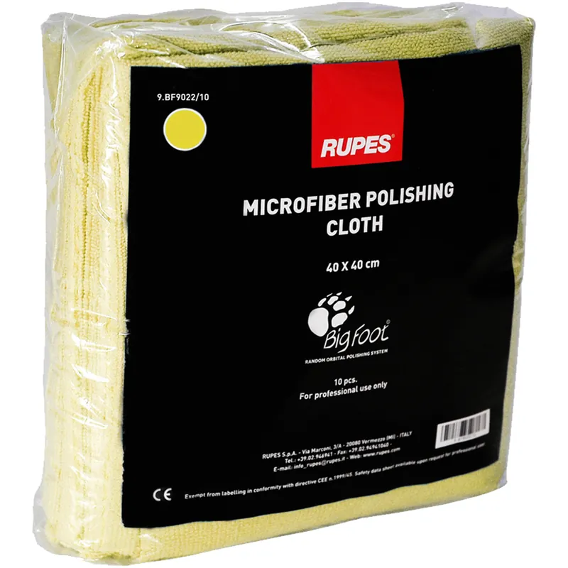 Subito Disponibile Panno Microfibra Giallo RUPES Confezione da 10 Pezzi con Dimensioni 40x40cm per Rimozione Polish BigFoot e Residui codice 9.BF9022