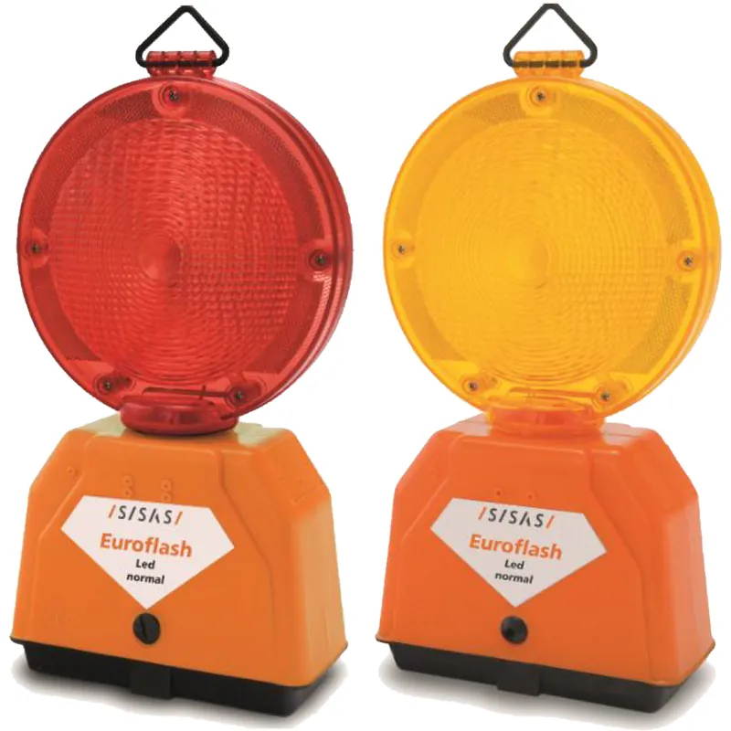 Lampeggiante Stradale a Batteria SISAS Lampada LED Bifacciale Crepuscolare da Cantiere Giallo Rossa EUROFLASH Non Perdere