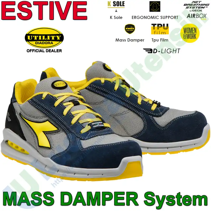 Scarpe Antinfortunistiche DIADORA Leggere Basse da Lavoro Uomo Donna RUN NET AB LOW S1PS FO SR Pagamento Sicuro