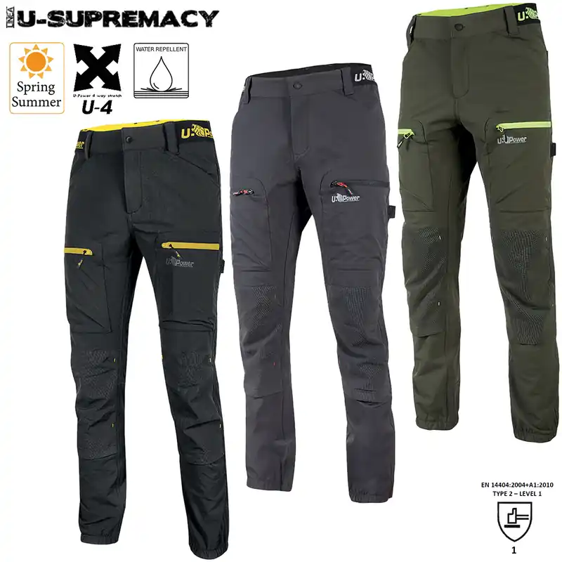 Pantalone Cargo ESTIVO da Lavoro U-POWER Multitasche in Tessuto U-4 Elasticizzato Impermeabile con Vestibilità Jogging per Uomo e Donna Unisex modello HARMONY Popolare