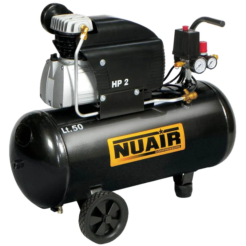 Compressore Aria 50 Litri NUAIR FNA Pressione 8 BAR Potenza 2 Hp Monofase 230V Portata 222 litri/minuto modello FC2/50 Compra Oggi Stesso