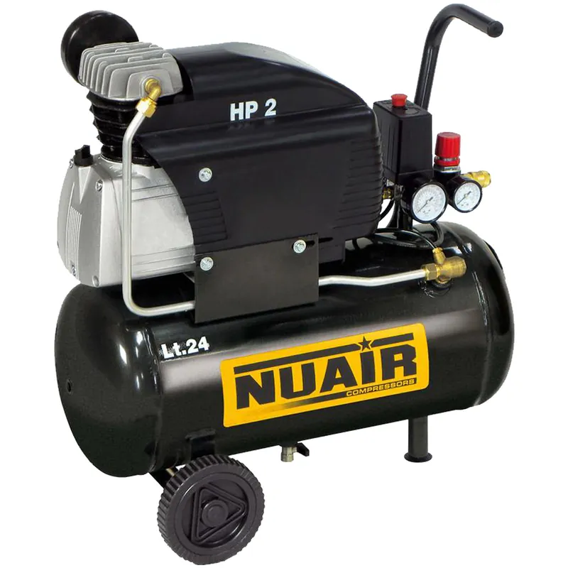 Compressore Aria 24 Litri NUAIR FNA Pressione 8 BAR Potenza 2 Hp Monofase 230V Portata 222 litri/minuto modello FC2/24 Offerta Speciale